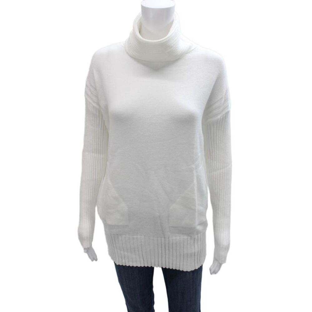 Renuar Women Turtleneck Pullover Sweater White Long Sleeve Size S